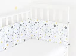 Бортики в дитяче ліжечко 30x120 YELLOW STAR, білий (WeltBed_StarYellowGrey_White_30x120) - мініатюра 2