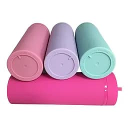 Охолоджуюча матова склянка 473 мл BPA-Free з трубочкою 21х6.5см light yellow - мініатюра 4