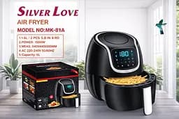 Повітряна фритюрниця із кнопками Silver love MK-81-А 1500 W, на 8 літрів - мініатюра 2