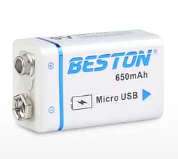 Акумулятор крона Beston 650mAh 9V Li-ion microUSB - мініатюра 6