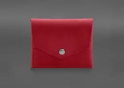 Кожаный кошелек mini 3.0 (кард-кейс) коралловый Crazy Horse