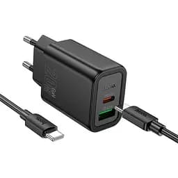 Адаптер сетевой HOCO gentle charger N61 (Type-C to Type-C) |1USB/1Type-C, 20W/3A, PD/QC|