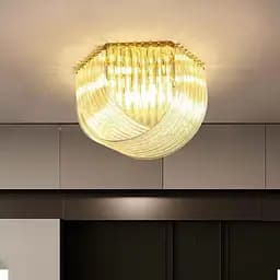 Стельова люстра Newport із закрученими скляними трубками у золотому каркасі Ø 60 см | Line F | Арт. SA37-600 C