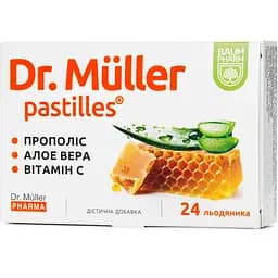 Льодяники Baum Pharm Доктор Мюллер прополіс та алое вера 24 шт.