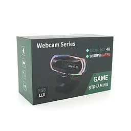 Вебкамера з гарнітурою 8821, 1080P 60fps /2K 30fps з RGB LED підсвічуванням, пласт. корпус, Black, BOX - мініатюра 2
