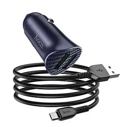 Адаптер автомобильный HOCO Micro USB кабель Farsighted dual port QC3.0 car charger set Z39 |2USB, QC3.0, 3A/18W|