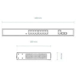 Комутатор VIVOTEK AW-FGT-180D-250, Unmanaged 16xFE PoE + 2xGE Combo Switch (AW-FGT-180D-250) - мініатюра 2
