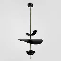 Дизайнерский светильник в черном корпусе с латунной трубкой Ø 60 см | Line F | Ст. MJ09-600 BK