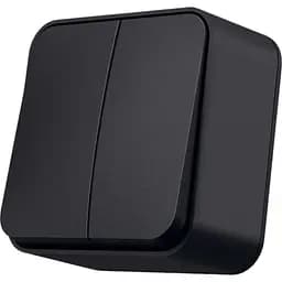 Вимикач зовнішній двоклавішний Videx Binera чорний графіт IP 20 1 шт.