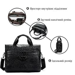 Сумка для ноутбука з тисненням під рептилію 14718 Vintage чорна - мініатюра 9