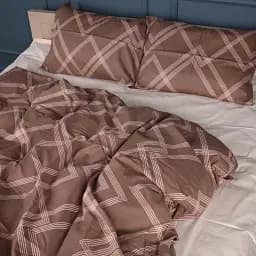 Комплект постільної білизни MirSon Сатин Brown Geometry 160х220 см (2200011123332)