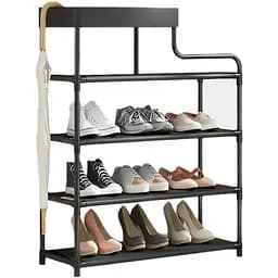 Полиця для взуття Stenson 4 яруси 59x21.5x83 см чорна (35966)