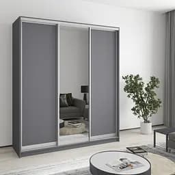 Шкаф-купе трехдверный MebelStar Стандарт AL 2ДСП/Зеркало 180x60x240 см Антрацит (MBS-1533)