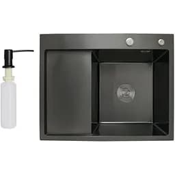 Кухонная мойка Lidz Handmade 3.0/1.0 мм H6350BL LDH6350BLPVD45589