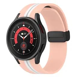 Ремінець для Samsung Galaxy Watch 4 Classic 42mm - рожево-білий ширина кріплення 20мм силікон Watchbands Cls-line-black (W35-9WB62202667) - мініатюра 2