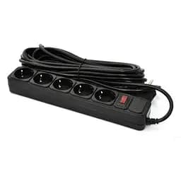Фильтр сетевой Patron, 5 розеток, 10 м, черный, 10А, до 2.2 кВт, выключатель, заземление, 3x1 мм² (SP-10510)