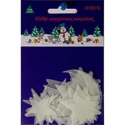 Новогоднее украшение Devilon лист с светящимися наклейками 15x10 см белый (070076)
