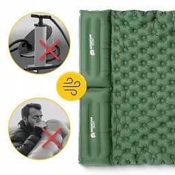 Килимок (каремат) надувний Mountain Goat 200 x 120 x 7 см двомісний з вбудованим насосом Navy Green (P-5905973403573) - мініатюра 8