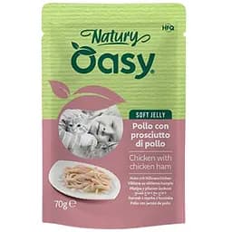 Вологий корм Oasy Cat Wet Natury для дорослих котів курка з шинкою 70 г