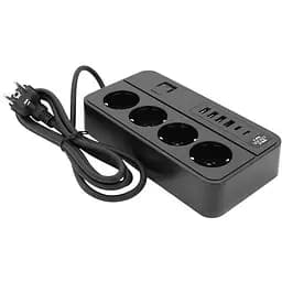 Сетевой фильтр с защитой от перенапряжения Voltronic G13, 3000W, 4 Socket + 4 USB 3.2 А + 2 Type-C, 2 м, Black, Box