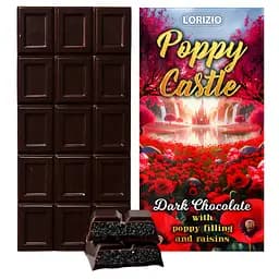 Шоколад черный Lorizio Poppy castle с маком и изюмом 220 г