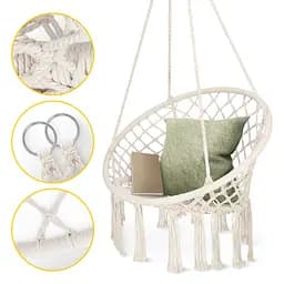 Крісло-гойдалка 4FIZJO Boho Dream 80 см підвісна, плетена Beige (P-5905973404518) - мініатюра 6