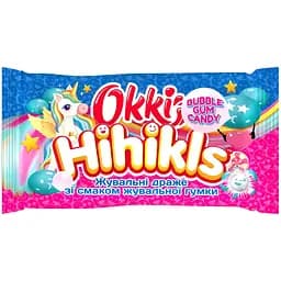 Жувальні драже з кислинкою Okki Hihikls Buble Gum Candy зі смаком жувальної гумки 25 г