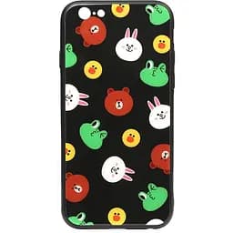 Чохол-накладка Toto Cartoon Print Glass Case Apple iPhone 6/6s Line friends Black