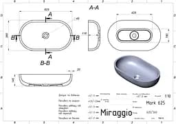 Умивальник Miraggio Mark 625 mirastone black 0002689, Чорний матовий - мініатюра 2