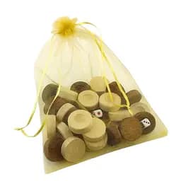 Фішки для нард з мішечком й кубиками білі та коричневі