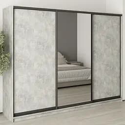 Шкаф-купе трехдверный MebelStar Уни BG 2ДСП/Зеркало 270x60x210 см Бетон (MBS-8007)