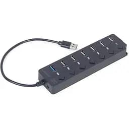 Концентратор Gembird 7 ports (1xUSB3.1+6xUSB2.0) switch black (UHB-U3P1U2P6P-01) - мініатюра 2
