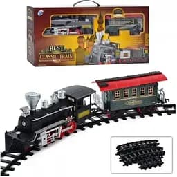 Детская железная дорога MHZ Classic Train со светом, звуком, паромом, длина путей 650 см Черный