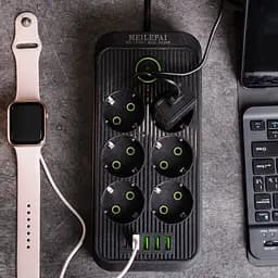 Мережевий фільтр-подовжувач SMART 6 розеток 5 USB 3 метри, чорний Yiwu HP-5-24 - мініатюра 15