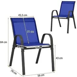 Комплект садових стільців Costway Patio з підлокітниками синій - мініатюра 4