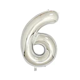 Шар воздушный фольгированный (102 см) Цифра 6 серебро
