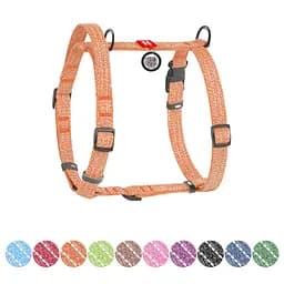 Шлея для собак Waudog Re-cotton H-подібна з QR паспортом світловідбиваюча M 43-60 см помаранчева - мініатюра 2