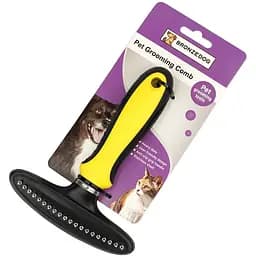 Гребінець граблі для собак і котів Bronzedog округлий однорядний 16х12 см