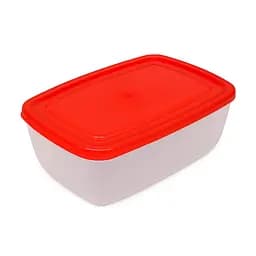 Контейнер судок лоток пищевой с цветной крышкой 0.6 л 15×10.5×6.5 см, Господар Красный 87889