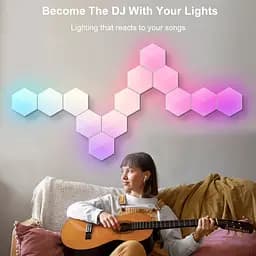 Модульный настінний світильник LED RGB 5V соты SAL-011B 6pcs Bluetooth USB with app White - мініатюра 5