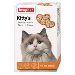 Вітамінізовані ласощі Beaphar Kitty's Mix для котів з таурином та біотином, сиром та протеїном, 180 т