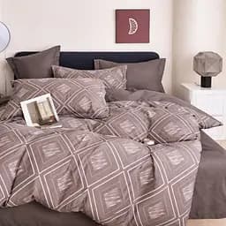 Комплект постельного белья с компаньоном Турция полуторное 100% котон Наволочки 70х70 см Діма полуторка Узор ромб