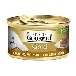 Вологий корм для кішок Gourmet Gold Pieces, Carrot & Spinach 85 г x 12 шт.