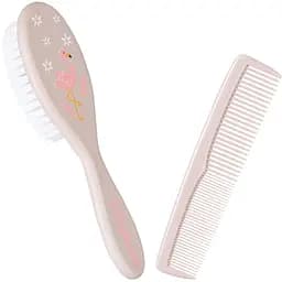 Расческа и щетка Baby Nova с искусственной щетиной, розовая (3965305)