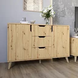 Комод в гостиную с ножками в цвете Орех светлый М-ЗОН Борн 1200 Дуб артизан (MZN-031091)