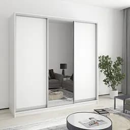 Шкаф-купе трехдверный MebelStar Комбо AL 2ДСП/Зеркало 210x60x240 см Аляска белый (MBS-1752)