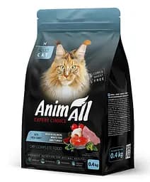 Сухий корм AnimAll Повнораційний для котів з лососем, білою рибою та свіжою індичкою, 400 г.