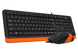 Комплект A4Tech Fstyler Sleek Multimedia Comfort F1010, Black/Orange, клавіатура+миша, USB (F1010-BO) - мініатюра 2