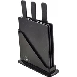 Набір обробних дошок Edenberg чорні 3 предмети з підставкою (EB-11983)