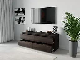 Тумба під телевізор Flamecame з 4 шухлядами з ДСП II FT-223 Венге темний